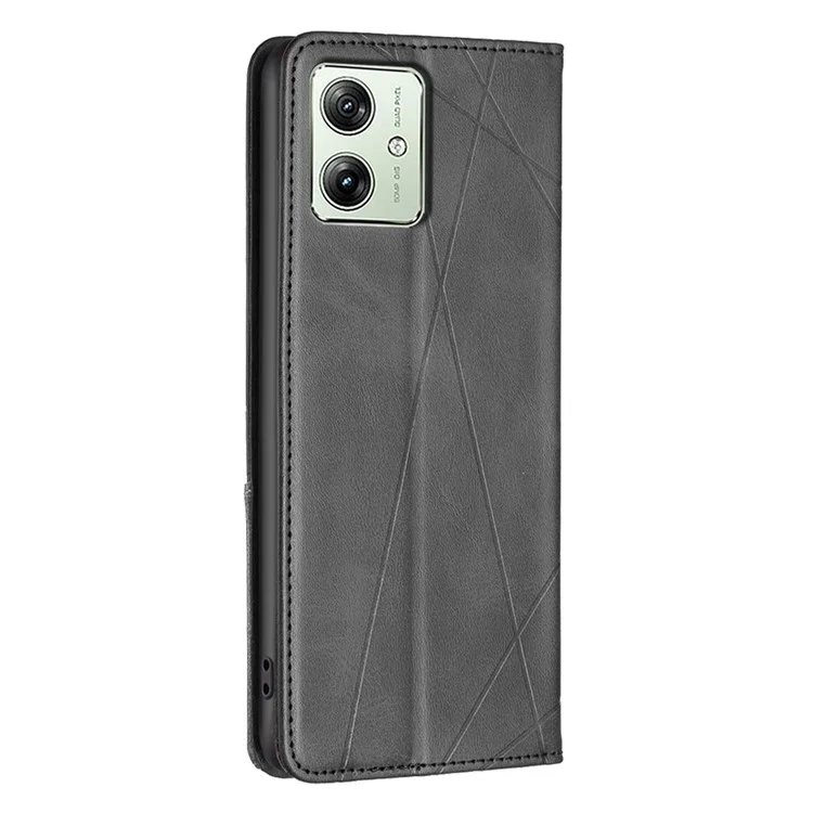 Per Motorola Moto G54 5G Cover Imprinted PU Leather Wallet Cell Phone Case - Nero