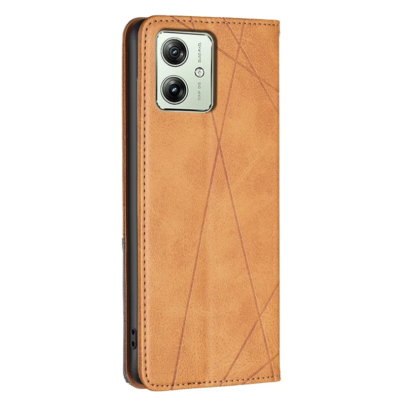 For Motorola Moto G54 5G Cover Imprinted PU Leather Wallet Cell Phone Case - Yellow