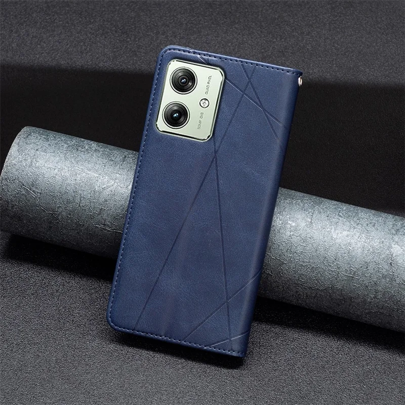 For Motorola Moto G54 5G Cover Imprinted PU Leather Wallet Cell Phone Case - Blue