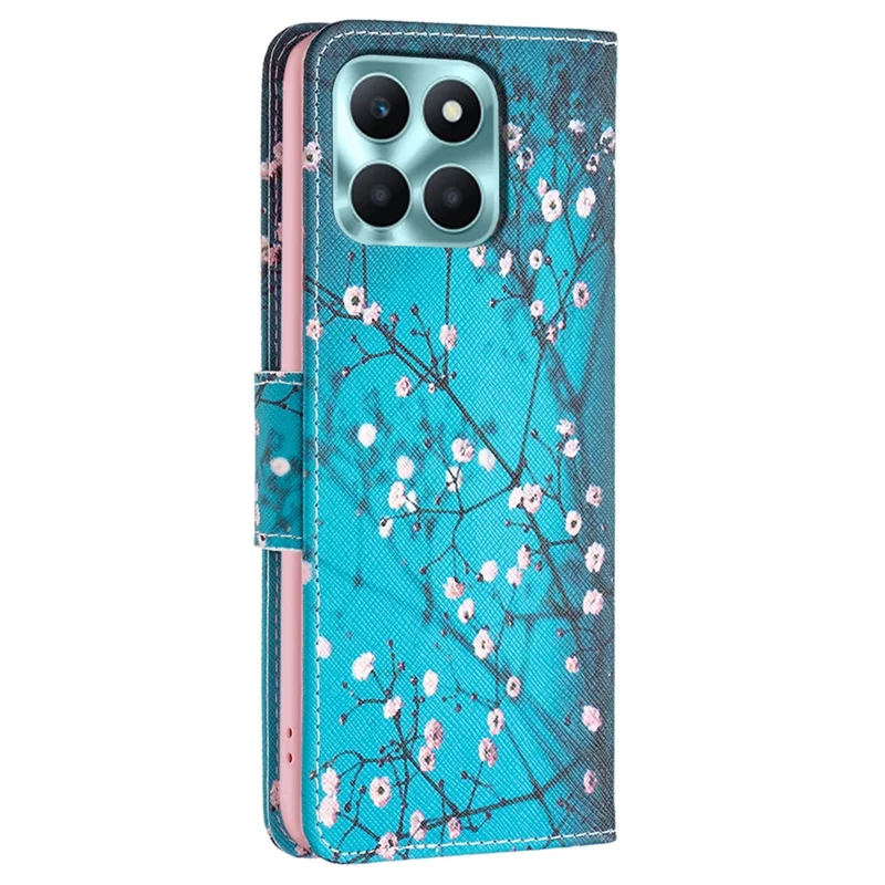 Carteira Capinha para Honor X6a 4G Caso Couro PU Stand Shell - Flor de Ameixa