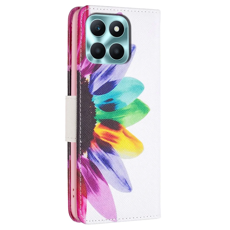 Wallet Phone Cover for Honor X6a 4G Case PU Leather Stand Shell - Sunflower