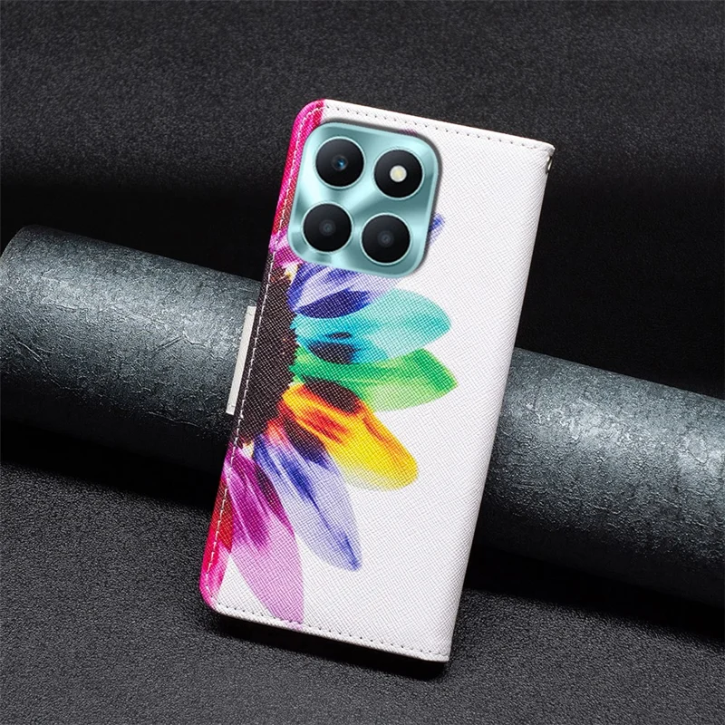 Wallet Phone Cover for Honor X6a 4G Case PU Leather Stand Shell - Sunflower