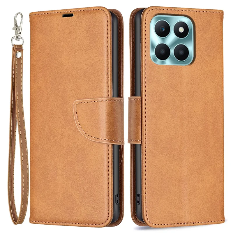 For Honor X6a 4G Case Textured PU Leather Stand Wallet Cell Phone Cover - Yellow