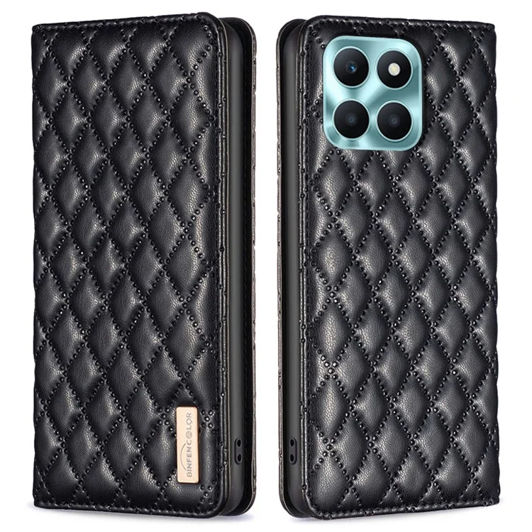 BINFEN COLOR BF Style-16 For Honor X6a 4G Case Card Holder Leather Stand Phone Cover - Negro