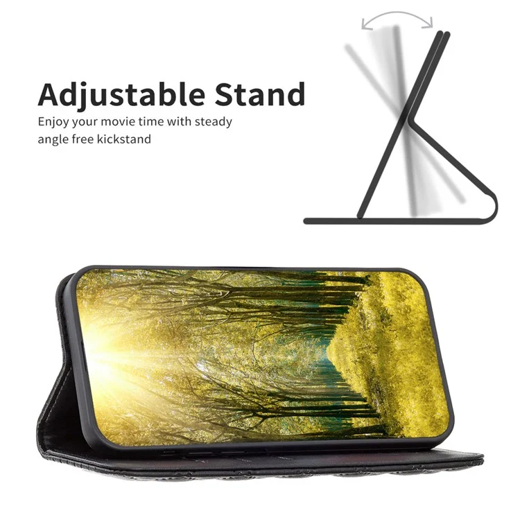 BINFEN COLOR BF Style-16 For Honor X6a 4G Case Card Holder Leather Stand Phone Cover - Negro