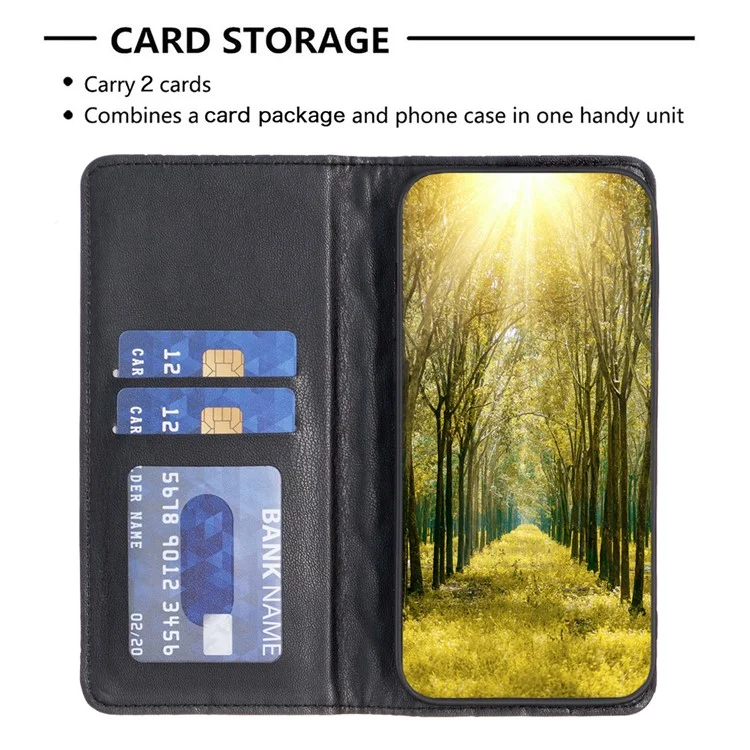 BINFEN COLOR BF Style-16 For Honor X6a 4G Case Card Holder Leather Stand Phone Cover - Negro
