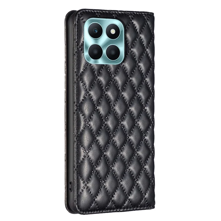 BINFEN COLOR BF Style-16 For Honor X6a 4G Case Card Holder Leather Stand Phone Cover - Negro