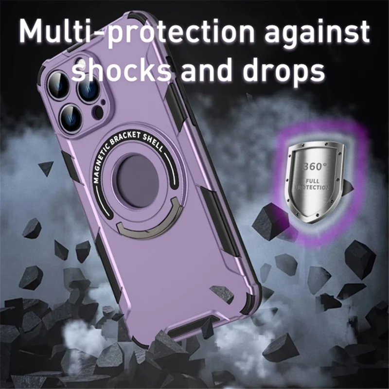 Kickstand Phone Cover for iPhone 15 Pro Case Compatible with MagSafe PC+TPU Shockproof Case - Black