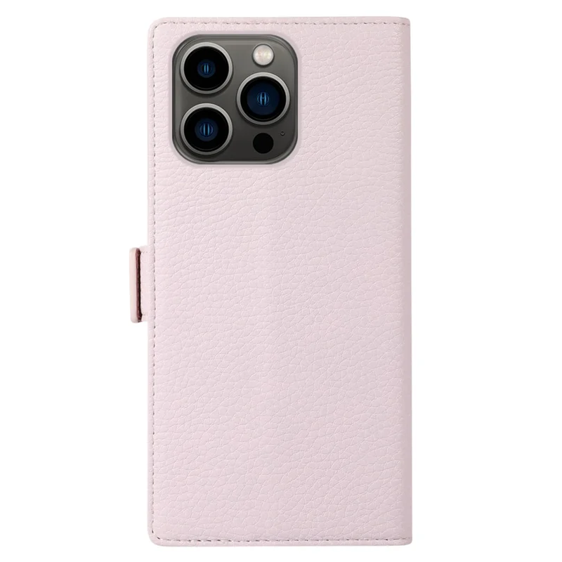 For iPhone 15 Pro Max Case Litchi Texture Zipper Pocket Leather Cover with Strap - Light Purple