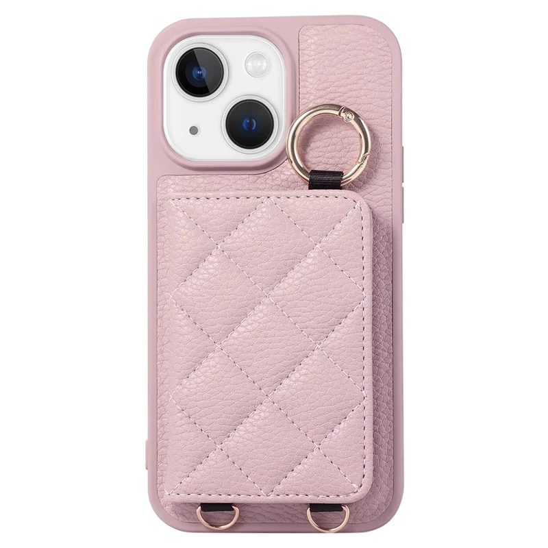 For iPhone 15 Case PU+TPU Phone Cover Card Slot Protective Case - Light Purple