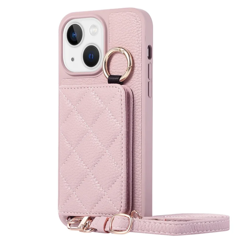 For iPhone 15 Case PU+TPU Phone Cover Card Slot Protective Case - Light Purple