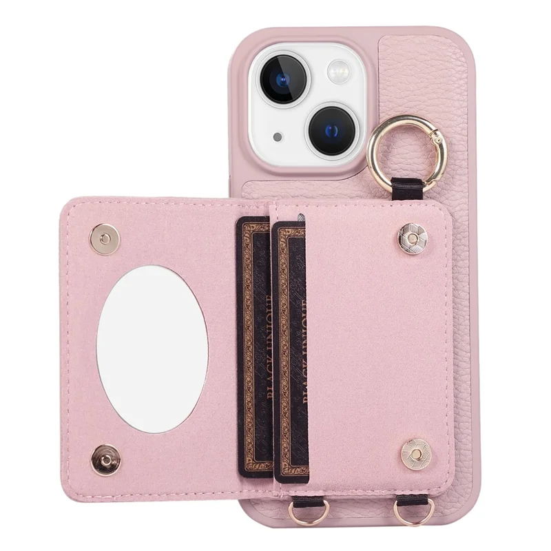 Protective Case for iPhone 15 Plus Case Card Slot PU+TPU Phone Cover - Light Purple