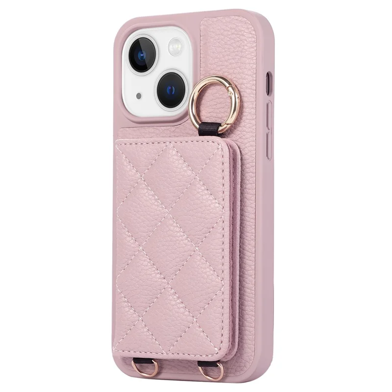 Protective Case for iPhone 15 Plus Case Card Slot PU+TPU Phone Cover - Light Purple