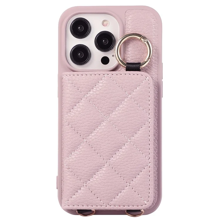 Per iPhone 15 Pro Max Case PU+TPU Phone Cover Card Slot Shockproof Case - Light Purple