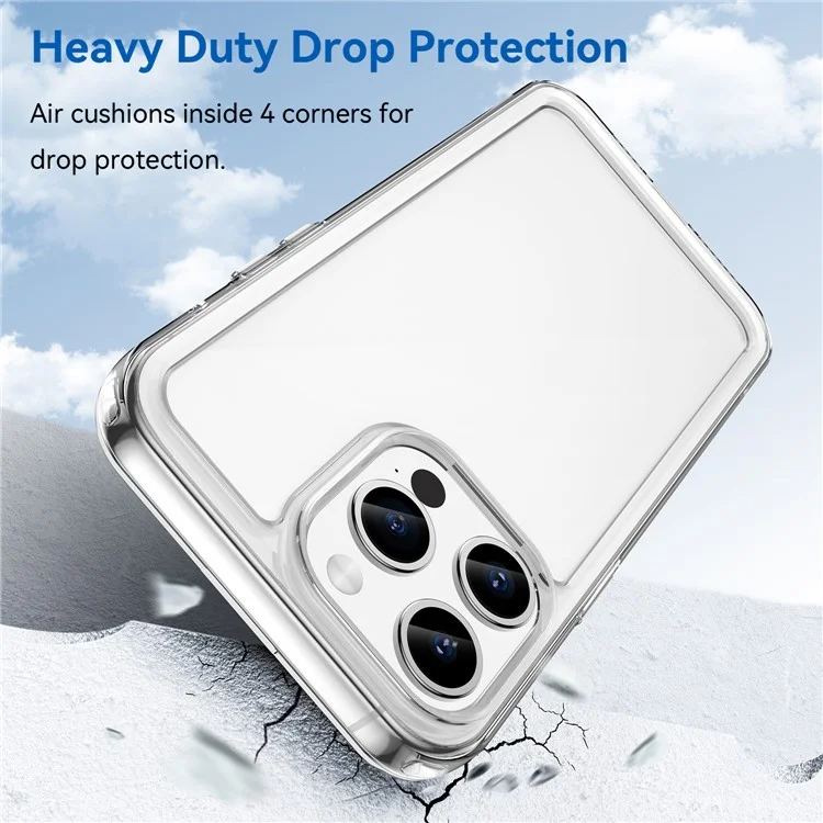 For iPhone 15 Pro Clear Case Acrylic+TPU Phone Cover with Electroplating Buttons (Big Rear Lens Hole)
