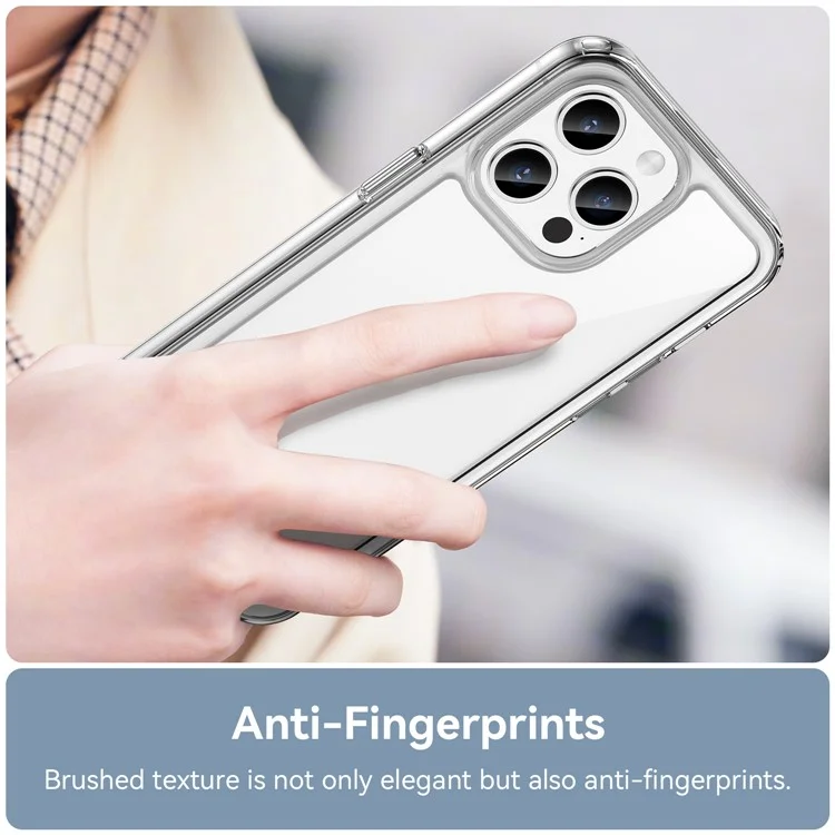 For iPhone 15 Pro Clear Case Acrylic+TPU Phone Cover with Electroplating Buttons (Big Rear Lens Hole)