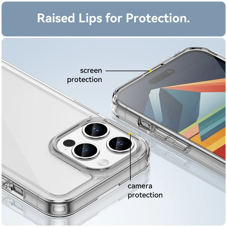 Für iPhone 15 Pro Max Case Acryl+TPU Transparente Handyhülle (Großes Rückkamera-Loch)