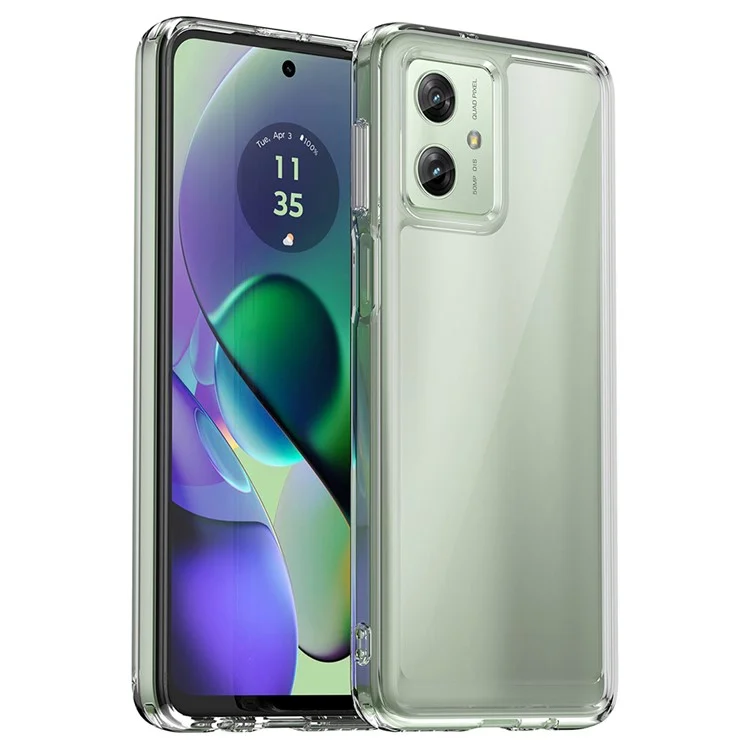 Para Motorola Moto G54 5G Capa Transparente para Celular com Botões de Eletrodeposição (Grande Orifício para Lente Traseira)
