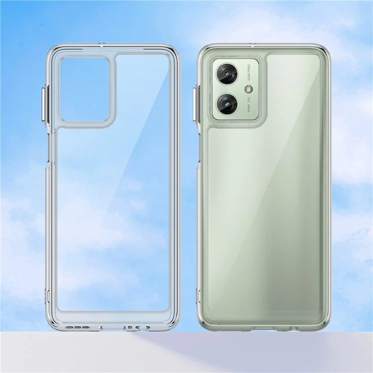 Para Motorola Moto G54 5G Capa Transparente para Celular com Botões de Eletrodeposição (Grande Orifício para Lente Traseira)