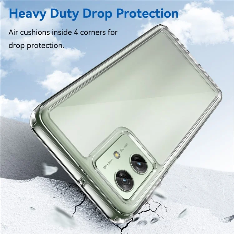 Para Motorola Moto G54 5G Capa Transparente para Celular com Botões de Eletrodeposição (Grande Orifício para Lente Traseira)