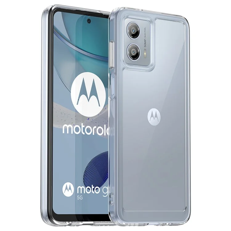 Для Motorola Moto G53 5G прозрачный чехол Electroplating кнопки Чехол для телефона (большое отверстие для объектива сзади)
