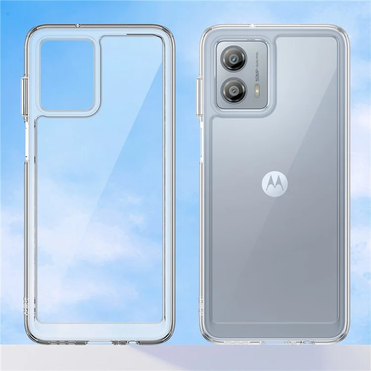Для Motorola Moto G53 5G прозрачный чехол Electroplating кнопки Чехол для телефона (большое отверстие для объектива сзади)