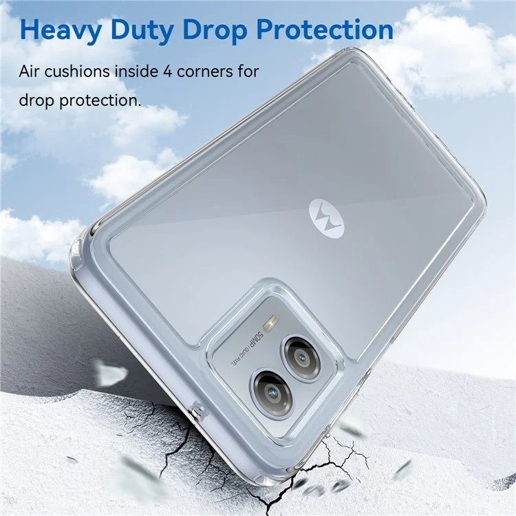 Для Motorola Moto G53 5G прозрачный чехол Electroplating кнопки Чехол для телефона (большое отверстие для объектива сзади)