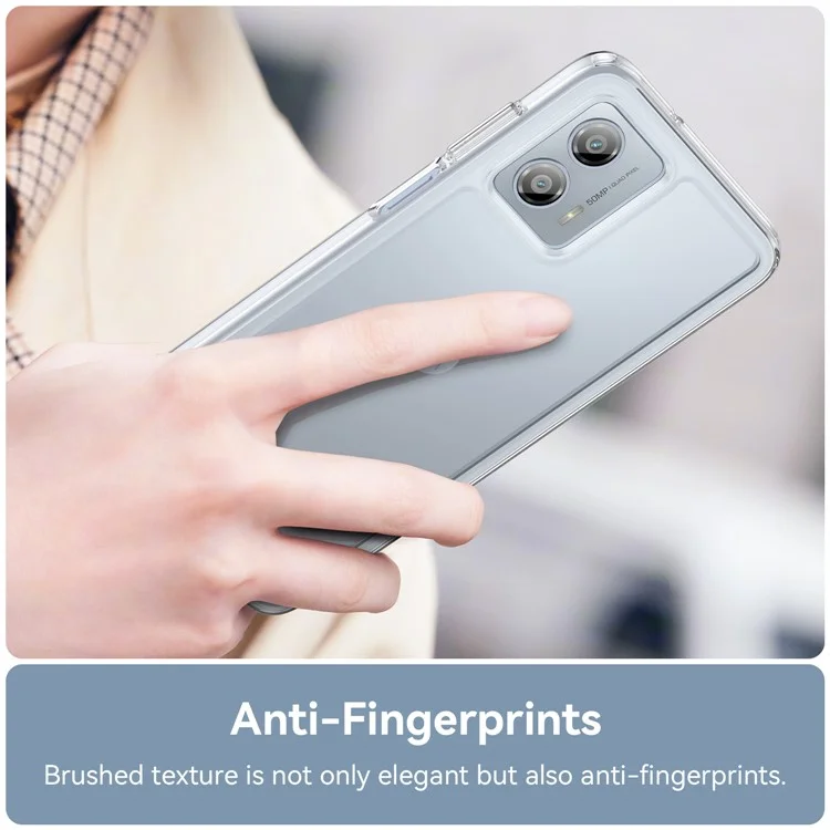 Для Motorola Moto G53 5G прозрачный чехол Electroplating кнопки Чехол для телефона (большое отверстие для объектива сзади)