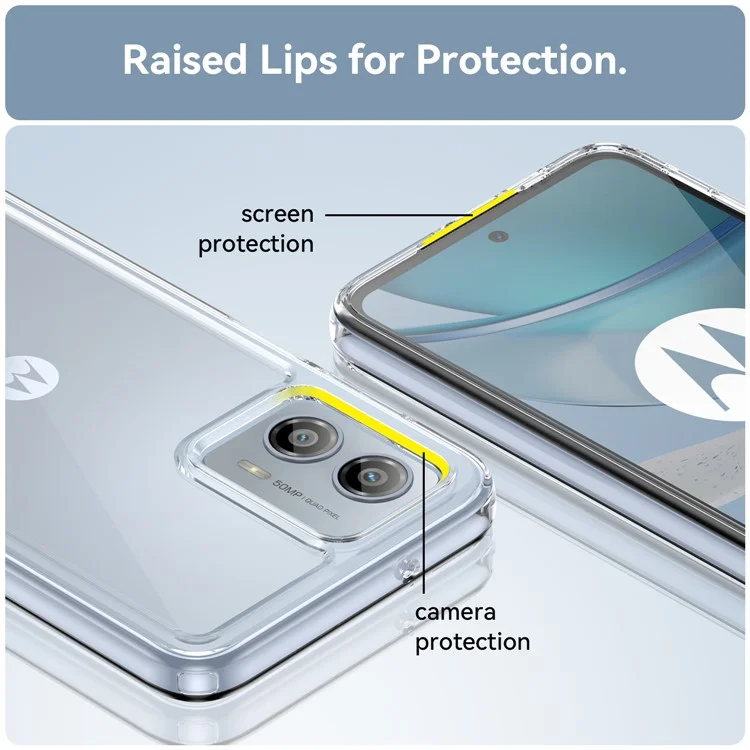 Для Motorola Moto G53 5G прозрачный чехол Electroplating кнопки Чехол для телефона (большое отверстие для объектива сзади)