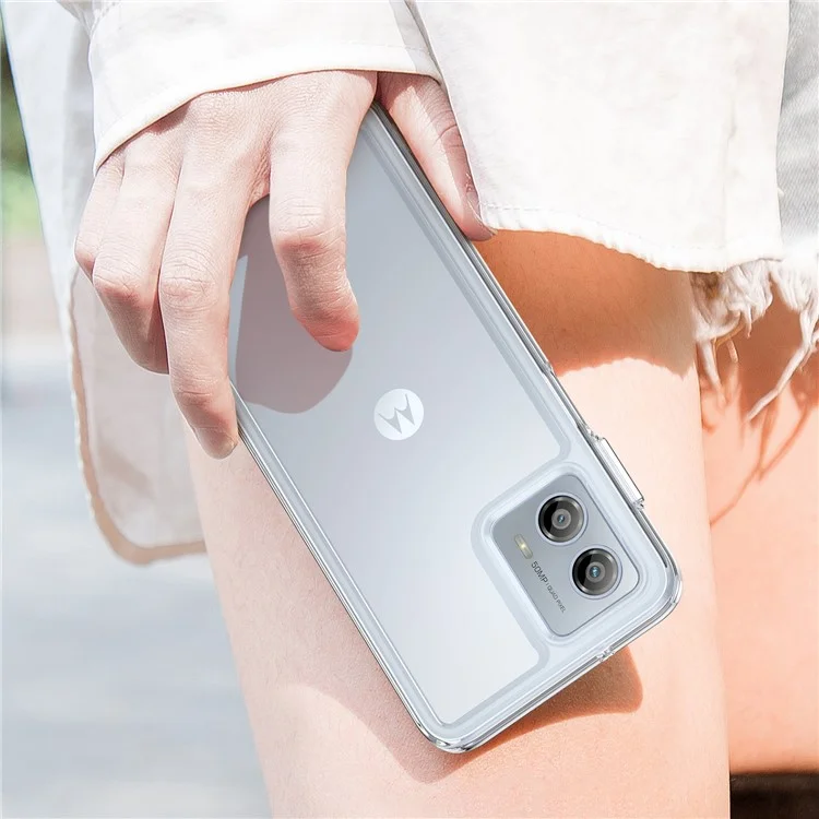 Для Motorola Moto G53 5G прозрачный чехол Electroplating кнопки Чехол для телефона (большое отверстие для объектива сзади)