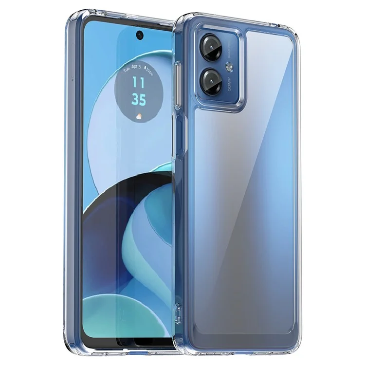 Per Motorola Moto G14 4G Clear Case Air Cushion Corner Phone Cover (Big Rear Lens Hole)