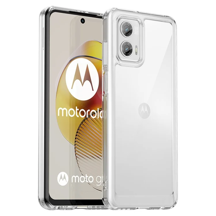 Per Motorola Moto G73 5G Custodia Trasparente Cover del Telefono con Pulsanti Elettroplaccati (Foro Obiettivo Posteriore Largo)
