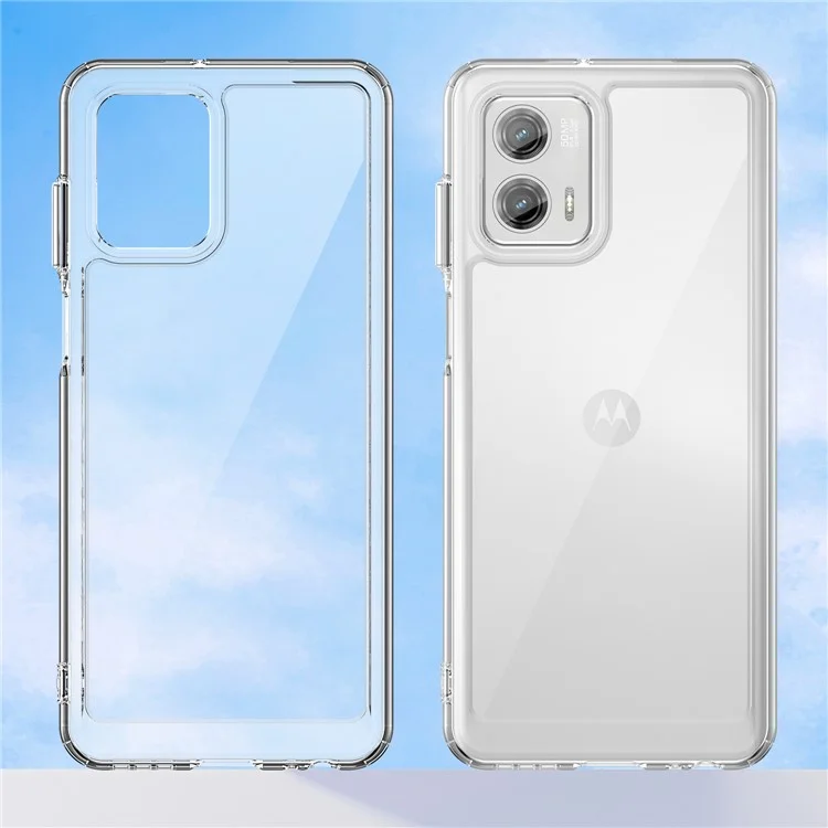 Per Motorola Moto G73 5G Custodia Trasparente Cover del Telefono con Pulsanti Elettroplaccati (Foro Obiettivo Posteriore Largo)