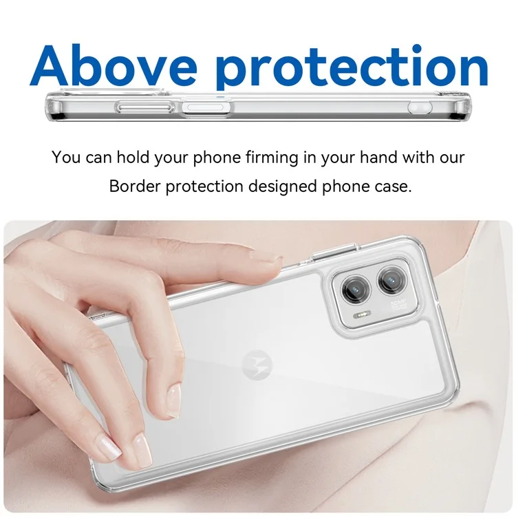 Per Motorola Moto G73 5G Custodia Trasparente Cover del Telefono con Pulsanti Elettroplaccati (Foro Obiettivo Posteriore Largo)