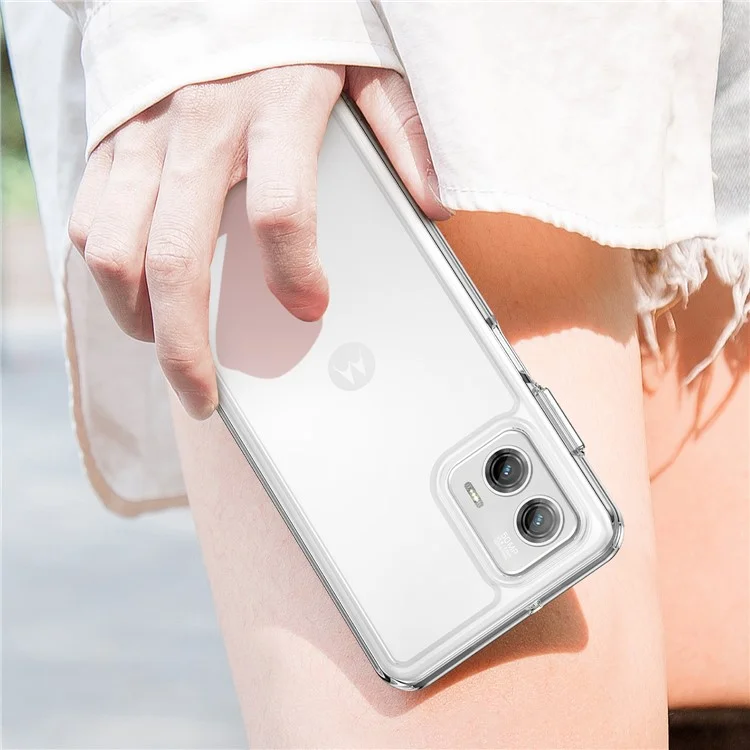 Per Motorola Moto G73 5G Custodia Trasparente Cover del Telefono con Pulsanti Elettroplaccati (Foro Obiettivo Posteriore Largo)
