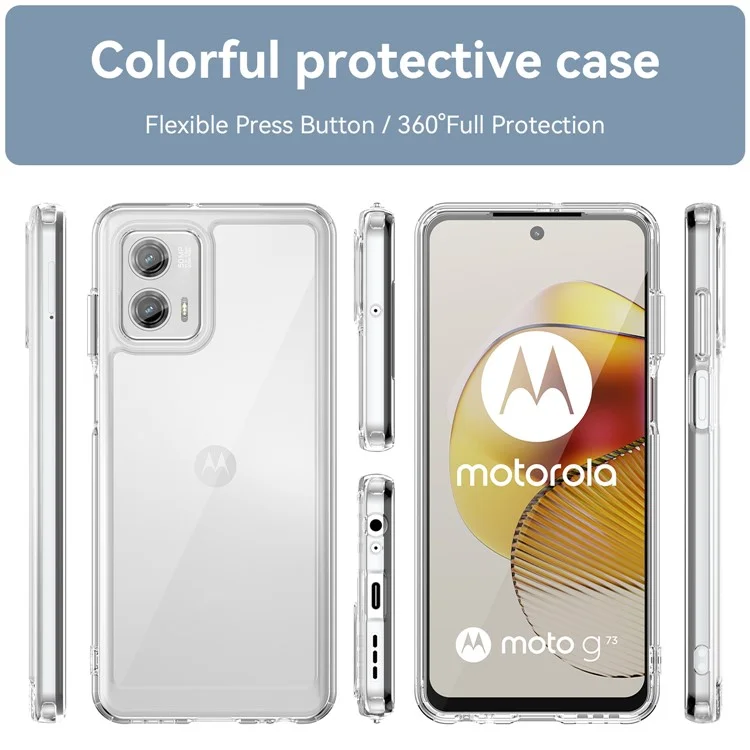 Per Motorola Moto G73 5G Custodia Trasparente Cover del Telefono con Pulsanti Elettroplaccati (Foro Obiettivo Posteriore Largo)