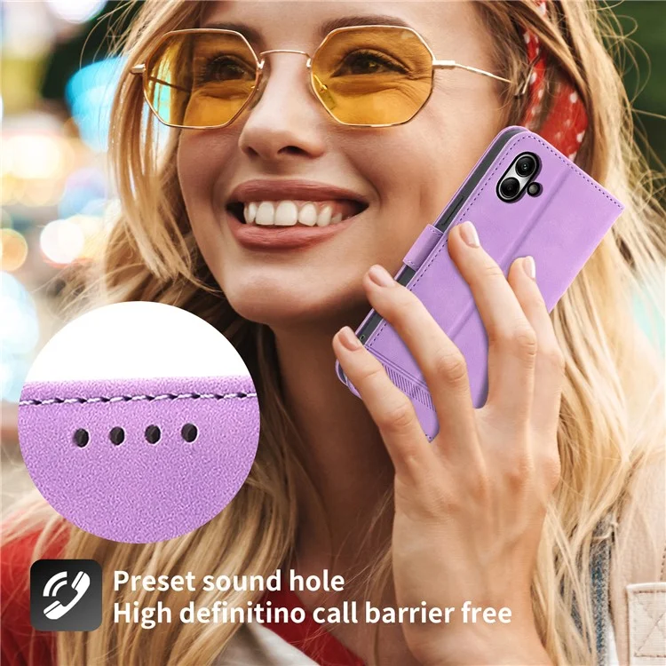 DIERFENG DF-03 For Samsung Galaxy A05 4G Case PU Leder Ständer Telefon Geldbörse Schale - Lila