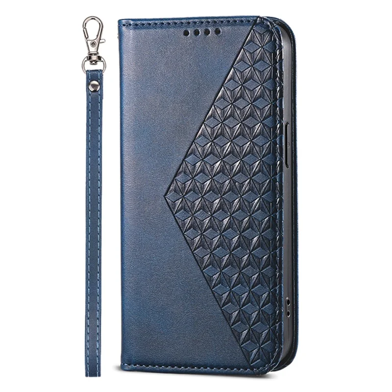 Para Samsung Galaxy A05s 4G Case Imprinted Rhombus Pattern Wallet Stand Phone Cover - Azul