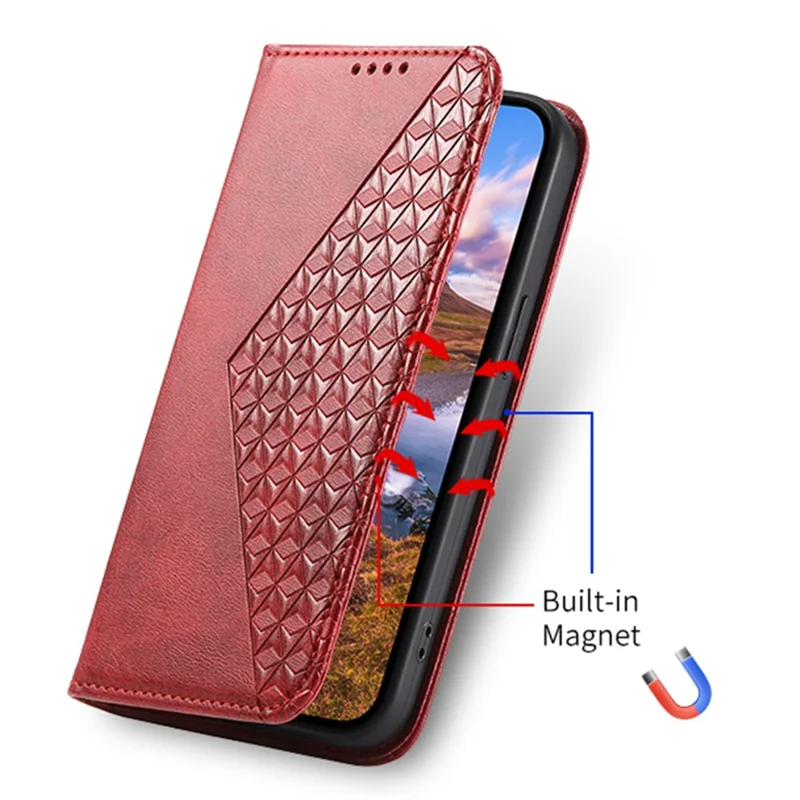 For Oppo A38 4G Case Imprinted PU Leather Viewing Stand Wallet Phone Cover - Red