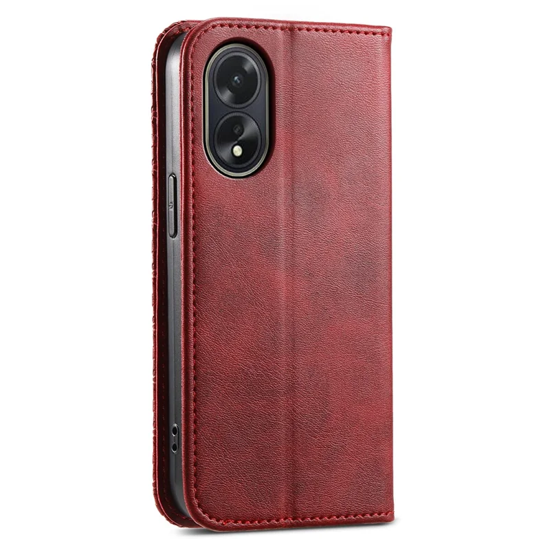 For Oppo A38 4G Case Imprinted PU Leather Viewing Stand Wallet Phone Cover - Red