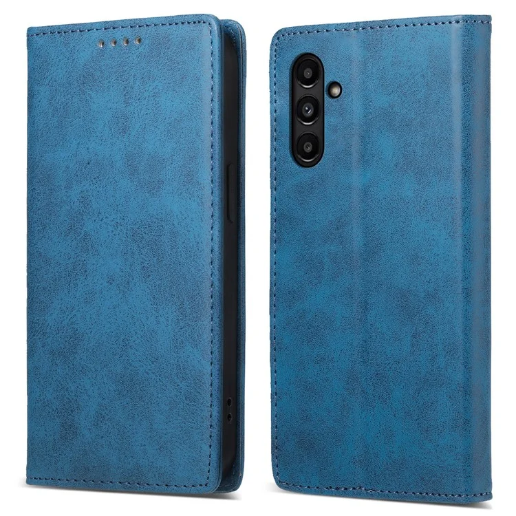 DF-05 Stand Cover for Samsung Galaxy A15 4G Case RFID Blocking Leather Phone Wallet Shell - Azul