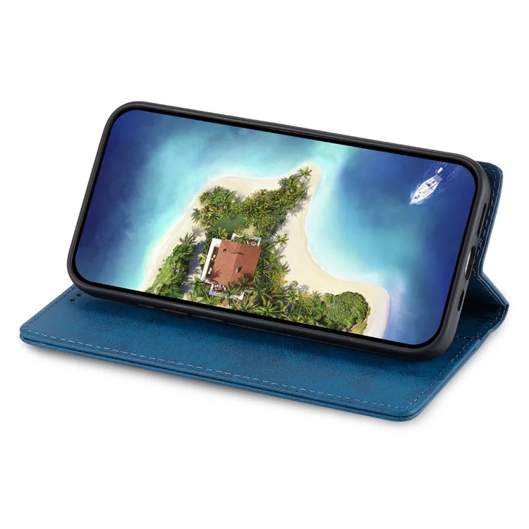 DF-05 Stand Cover for Samsung Galaxy A15 4G Case RFID Blocking Leather Phone Wallet Shell - Azul