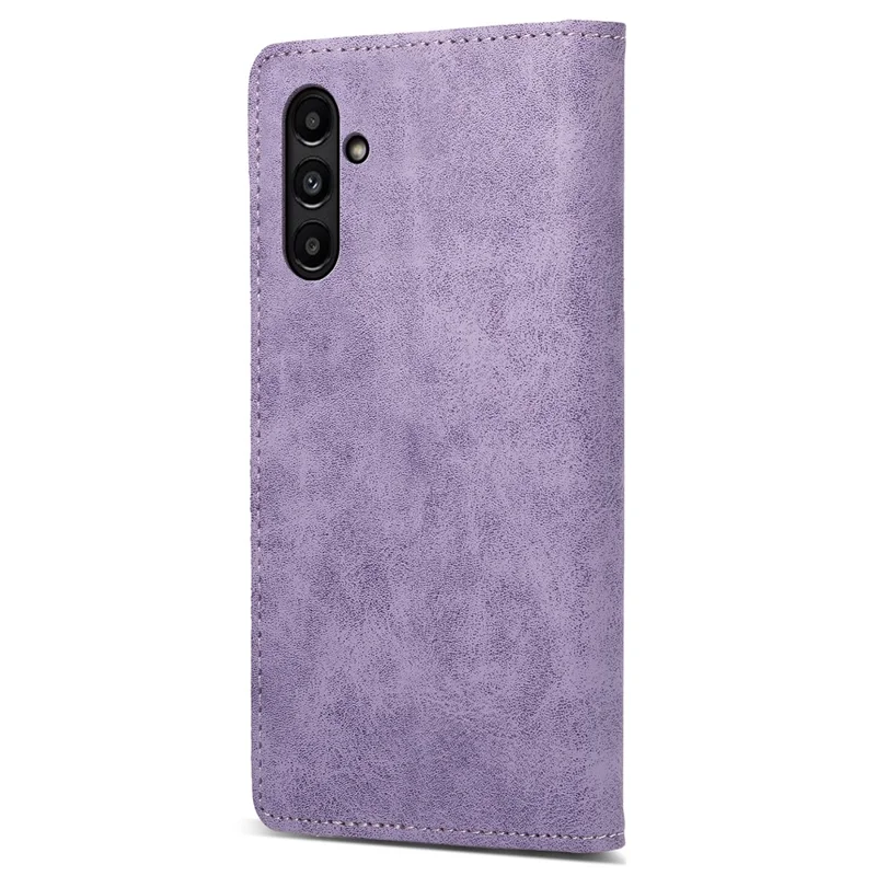 Funda con soporte DF-05 para Samsung Galaxy A15 4G, carcasa de cuero PU vintage con bloqueo RFID, funda tipo cartera para teléfono - morado