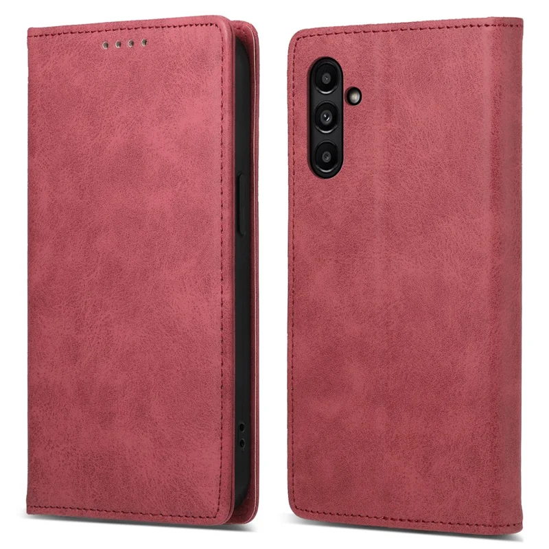 Funda con soporte DF-05 para Samsung Galaxy A15 4G, carcasa de cuero con bloqueo RFID y billetera para teléfono - Rojo