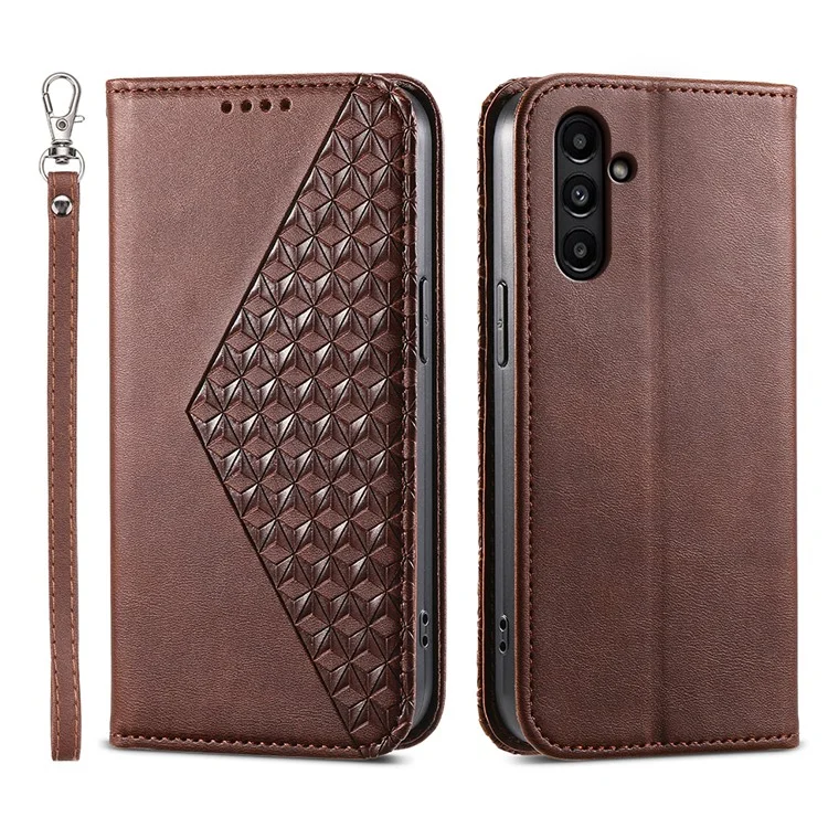 Para Samsung Galaxy A15 4G Caja Impresa de Cuero PU Monedero Funda de Teléfono - Marrón