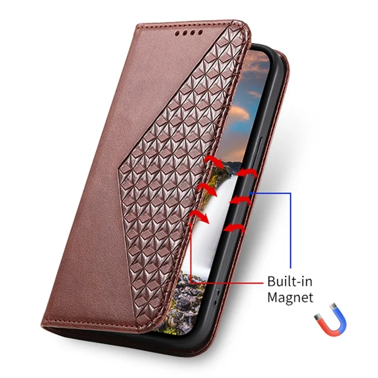 Para Samsung Galaxy A15 4G Caja Impresa de Cuero PU Monedero Funda de Teléfono - Marrón