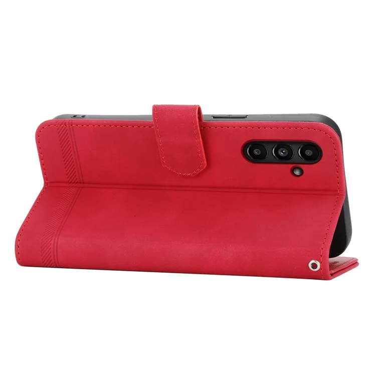 DIERFENG DF-03 pour Samsung Galaxy A15 4G Coque étui de protection en cuir avec support - Rouge