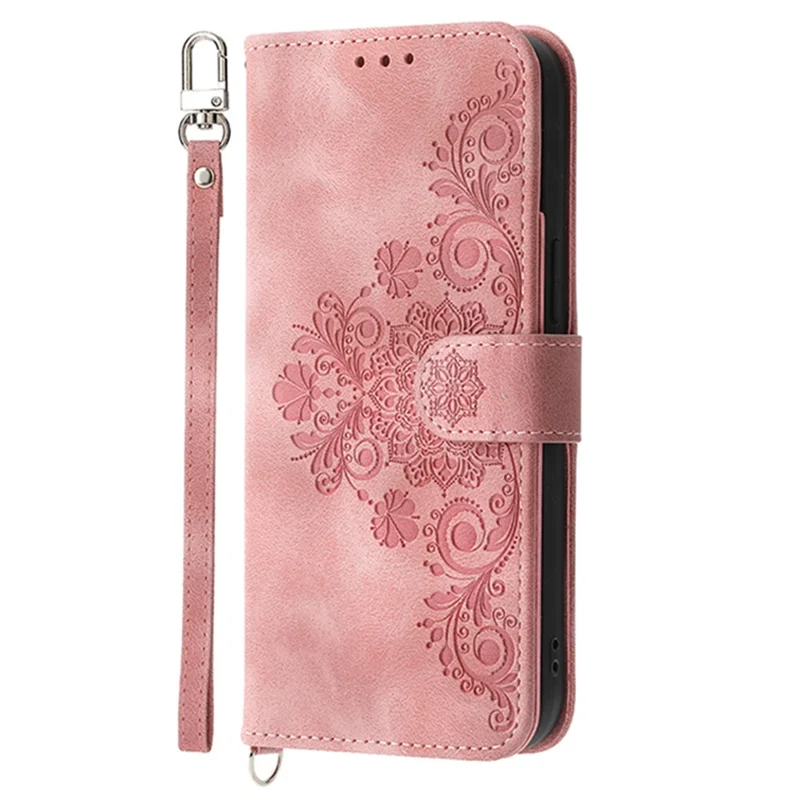 For Samsung Galaxy A15 4G Case Skin-touch Leather Phone Cover with Hand Strap + Shoulder Strap - Pink
