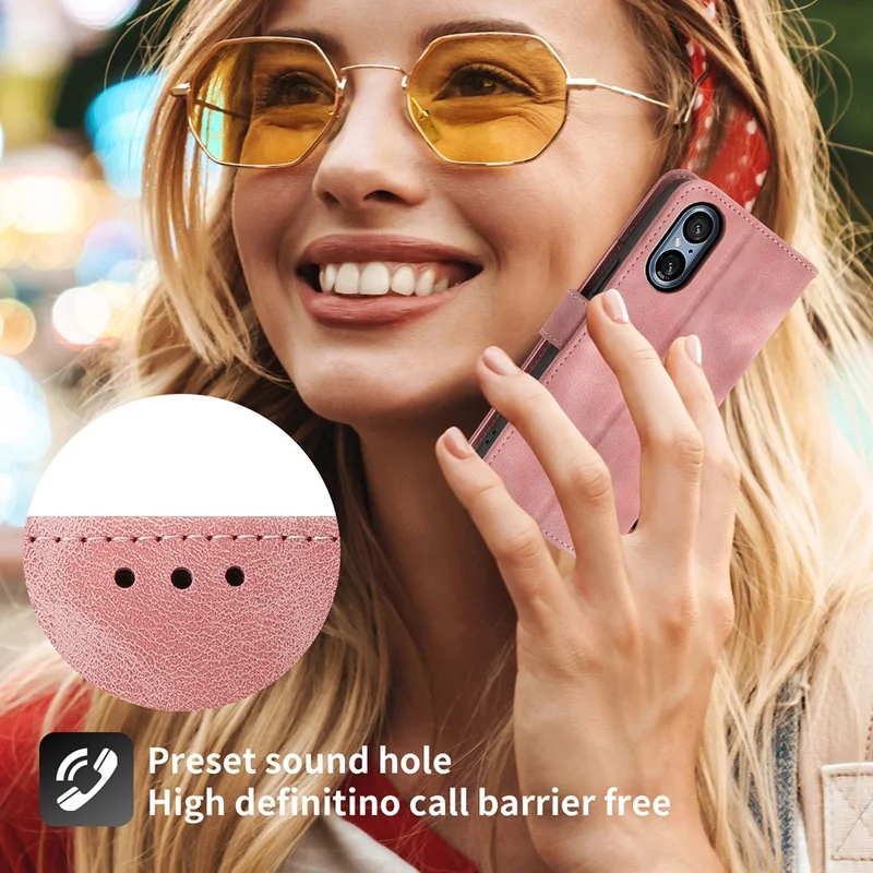 Чехол для Sony Xperia 5 V, с нанесенным рисунком, противоударный, из кожзаменителя, с ручным и плечевым ремешком - Розовый