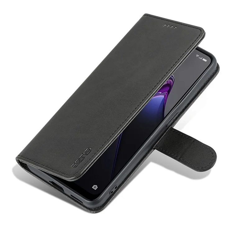 AZNS para Oppo Reno8 T 5G / A1 Pro 5G Capa de telefone celular de couro antirrisco Flip Stand Wallet - Preto